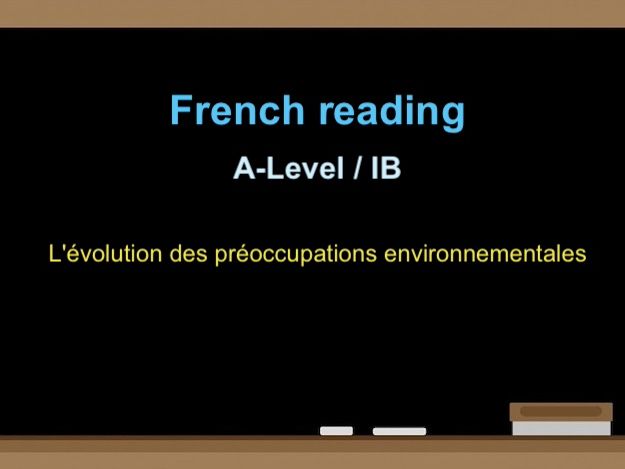 A-Level / IB French B reading: l'évolution des préoccupations environnementales
