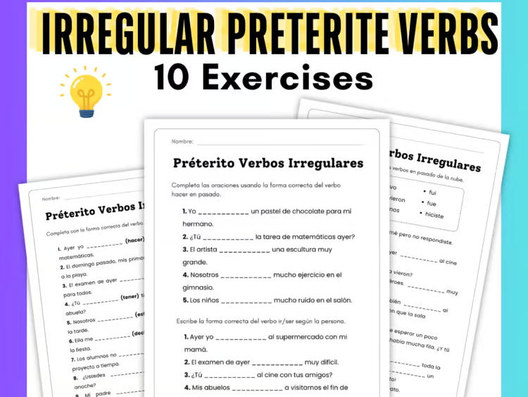 El Pretérito Irregular| Preterite Irregular Verbs Spanish Past Tense Verbs