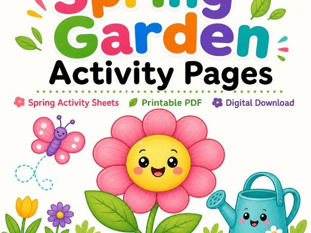 Spring Garden Activity Pages | Spring Activity Sheets | Printable PDF | Digital Download