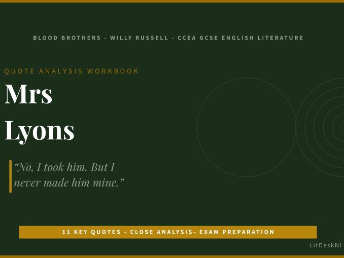 Blood Brothers Mrs Lyons Quote Analysis Workbook