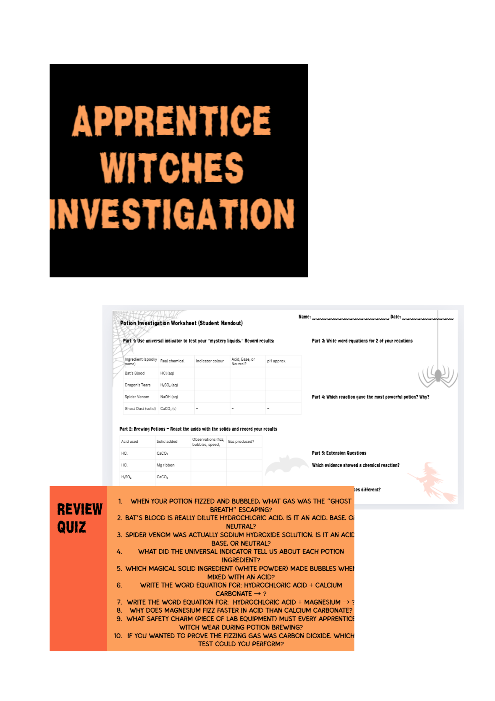 Chemistry Halloween Lesson - Acids and Bases | Teaching Resources