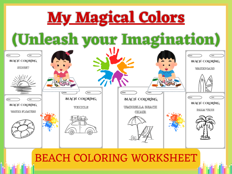Art & Coloring worksheet – Creative Fun for Students (Beach Coloring Activities)