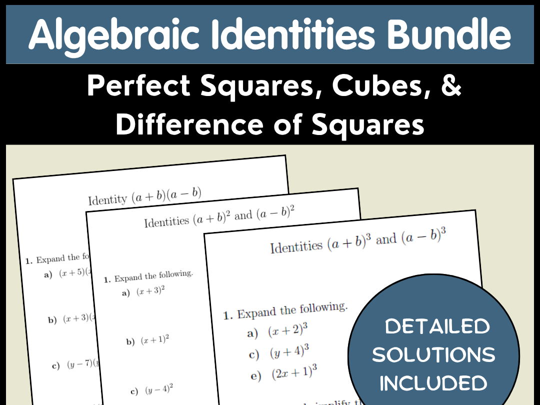 Algebraic Identities Bundle | Perfect Squares, Cubes, & Difference of Squares