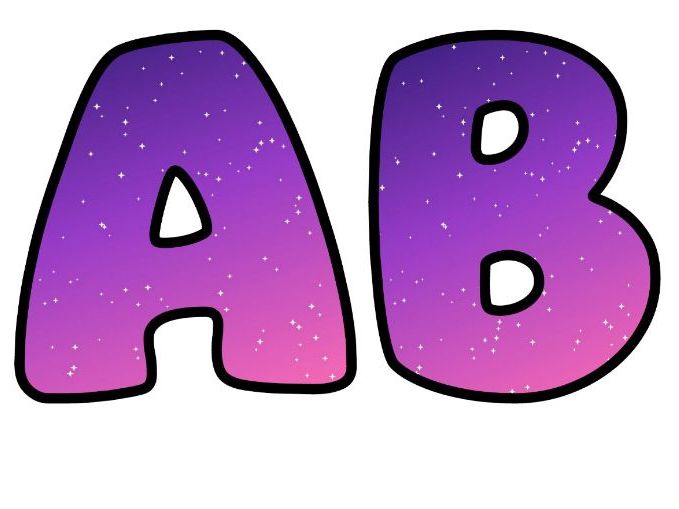 Galaxy Gradient Bubble Letters | Patterned Bulletin Board Letters | Printable Alphabet A-Z and 0-9