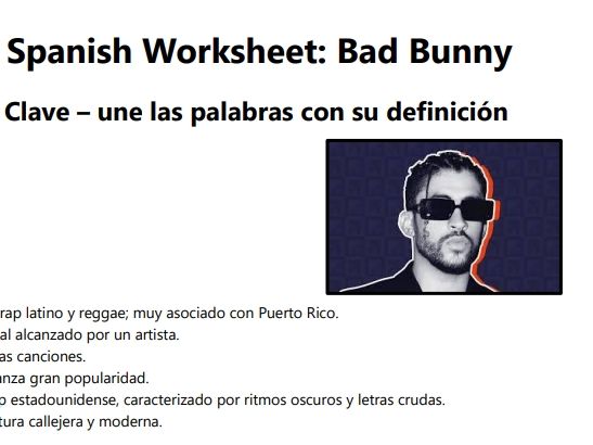 Bad Bunny A Level Spanish Worksheet