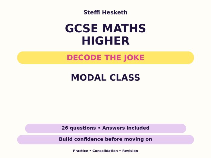 Modal Class | GCSE Decode the Joke + Answers