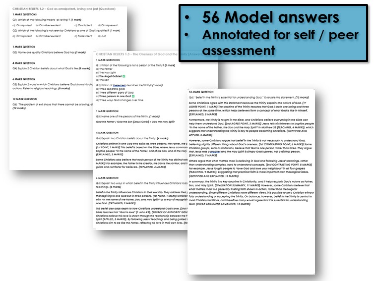 GCSE Model Answers Christian Beliefs FULL SET AQA