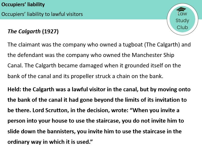 Occupiers' liability- Lesson slides (AQA A-level law)