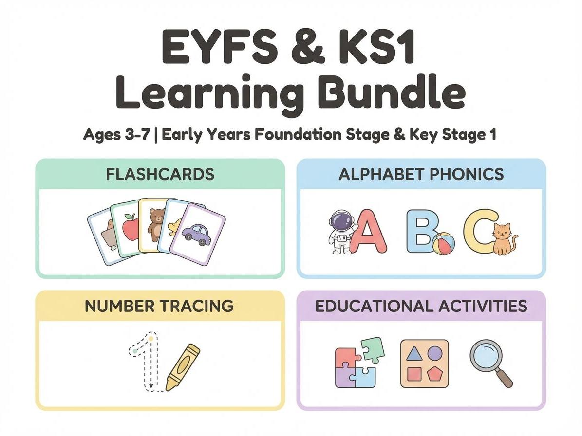Ultimate EYFS & KS1 Learning Activity Bundle | Flashcards, Phonics, Worksheets & Fine Motor Skills Pack
