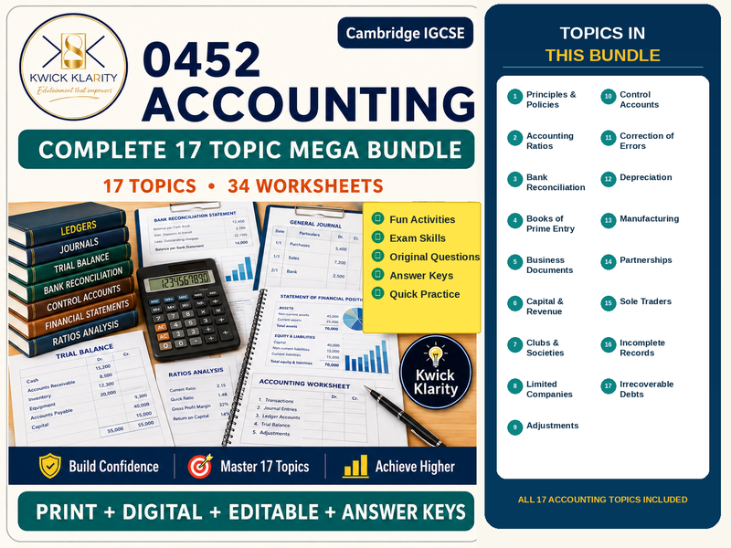 Cambridge IGCSE Accounting 0452 - Complete 17 Topic Bundle | Print + Digital