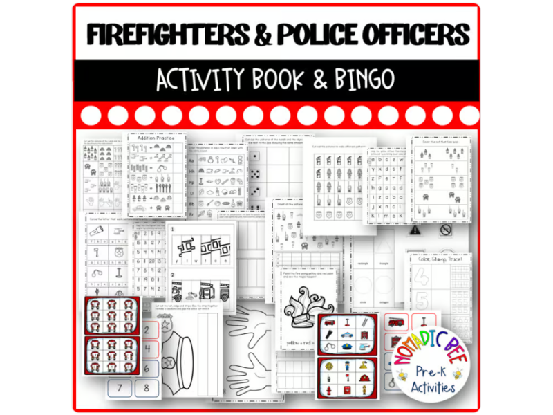 'Firefighters and Police Officers' Activity Book and Bingo