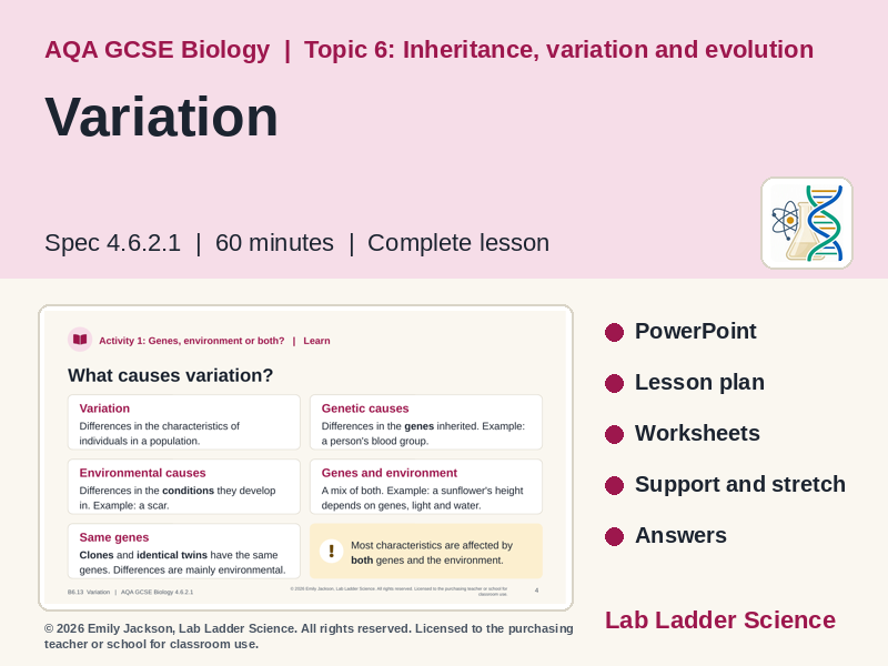 B6-13 Variation: AQA GCSE Biology