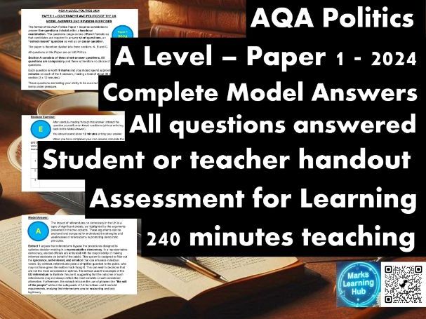 AQA A Level Politics Model Answers - Full Papers - Paper 1 - 2024 - Student/Teacher Handout