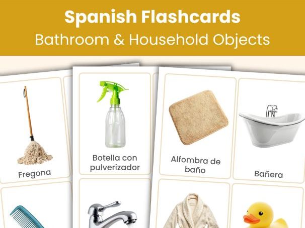 Spanish Bathroom and Household Flashcards | Real Photo Vocabulary Cards | Printable Resource