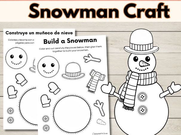 CHRISTMAS CRAFT: Build a Snowman + I Spy Hidden Pictures (English & Spanish)