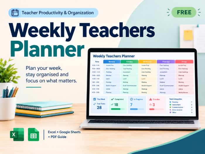 Weekly Teacher Planner | Excel & Google Sheets