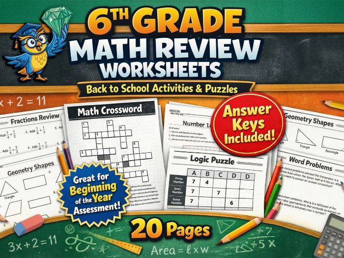 6th Grade Math Review Worksheets