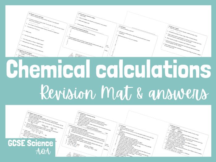 AQA GCSE Combined Science & Chemistry: Chemical Calculations Revision Mat (with Answers) – Unit 4