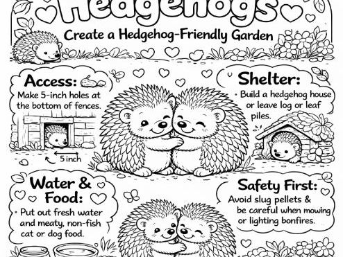 Hedgehogs Conservation / Protection Colouring Page