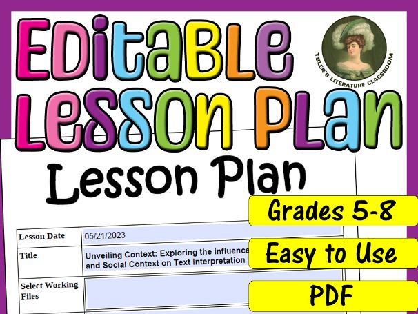 Contextual Understanding : Editable Lesson Plan for Middle School