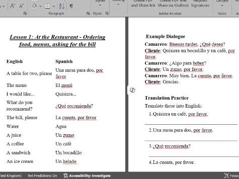 Spanish travel workbook