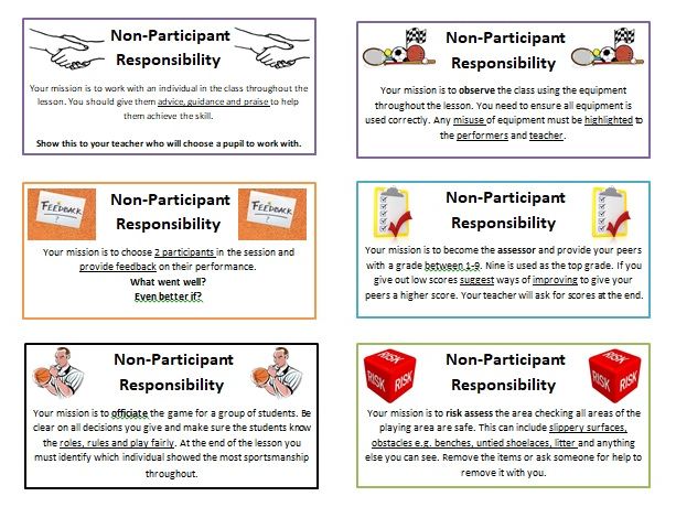 Non-Participant cards for PE