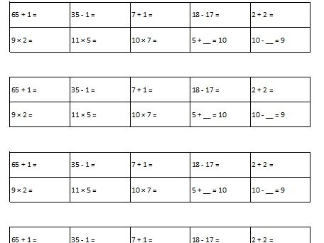 Year 1 10 in 10 arithmetic questions generator