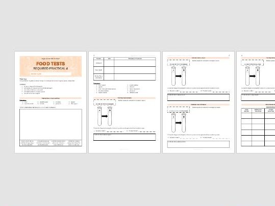 RP4 Food Tests – Handbook (GCSE Biology)