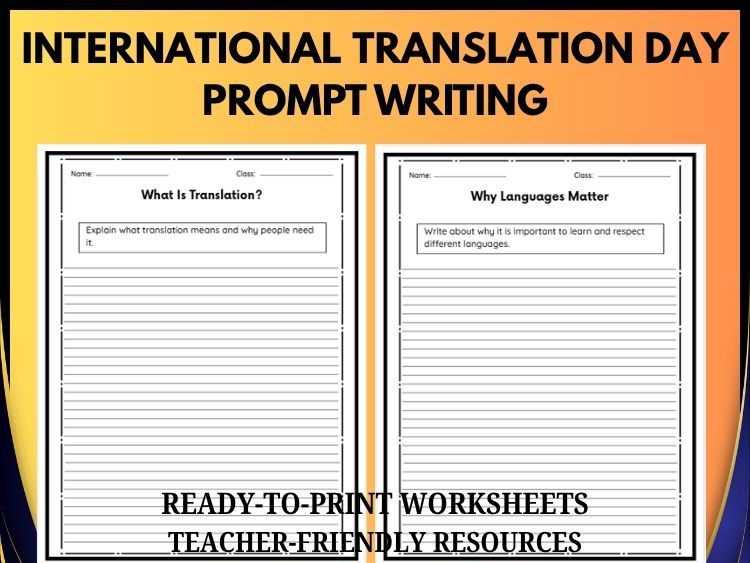 International Translation Day Writing Prompts | 20 Prompts | Grades 2–8