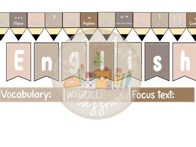 English working wall display neutral theme