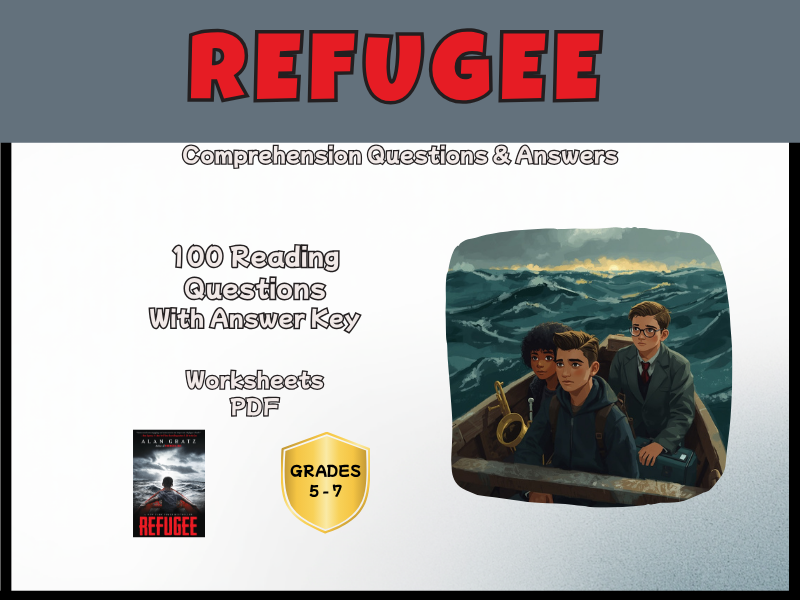 Refugee Novel Study Reading Comprehension PDF | 100 Questions + Answer Key | Alan Gratz | Years 6–8