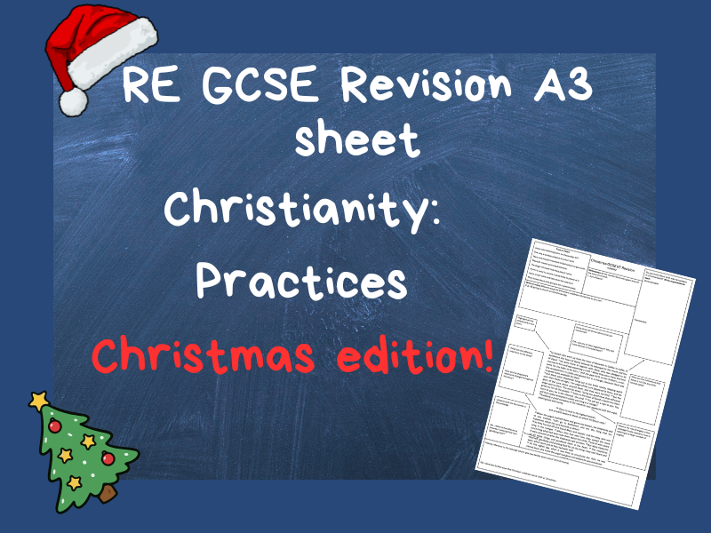 Christmas Christianity RE GCSE Revision - A3 Sheet Printable with Ppt presentation, new for 2025