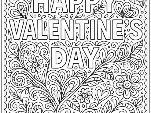 St Valentine's Day Mindful Colouring Sheet