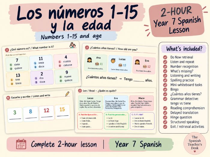 Spanish Numbers 1–15 & Age | Year 7 Spanish | 2-Hour Lesson