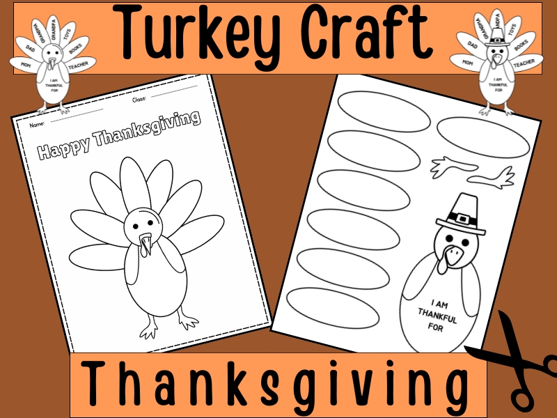 Thanksgiving Turkey Writing Craft - I Am Thankful For ...