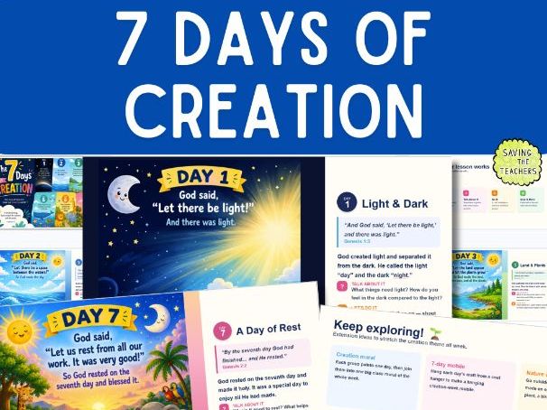 7 Days of Creation RE Lesson: Slides, Worksheets & Quiz