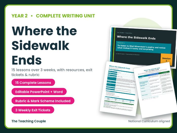 Where the Sidewalk Ends | Year 2 English Unit | 15 Complete Lessons + Resources + Mark Scheme