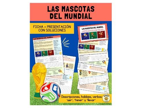 Las mascotas del mundial Football World Cup Spanish presentation + worksheet with answers