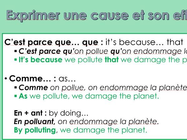 IB French Ab Initio PPT -Partage de la planete - L'environnement - Pollution et sources d'energie