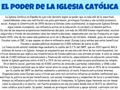 AQA A Level Spanish Unit 1 : El poder de la iglesia