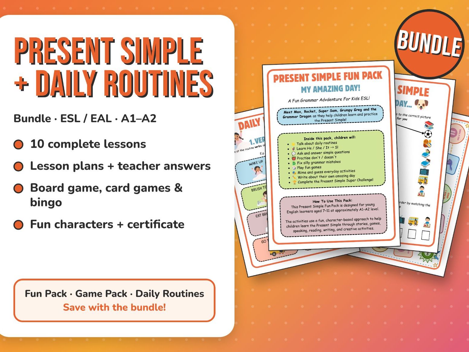Present Simple & Daily Routines Bundle | ESL / EAL A1–A2