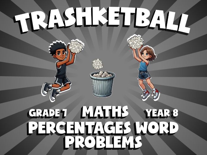 Percentages Word Problems TRASHKETBALL Maths Game | No-Prep Year 8 Review Activity