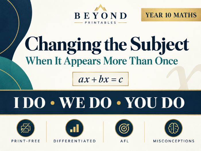 Changing the Subject When It Appears More Than Once | I Do, We Do, You Do | Year 10 Maths print-free