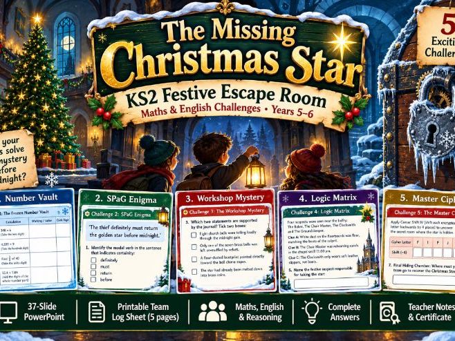 KS2 Christmas Escape Room | The Missing Christmas Star | Maths & English Challenges | Years 5–6