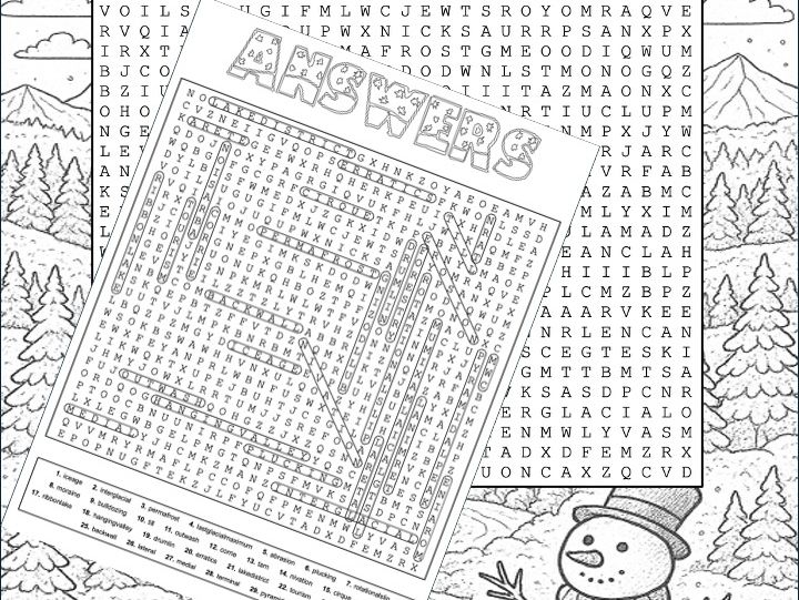 GCSE Geography Christmas Colouring Word Search: Glaciation