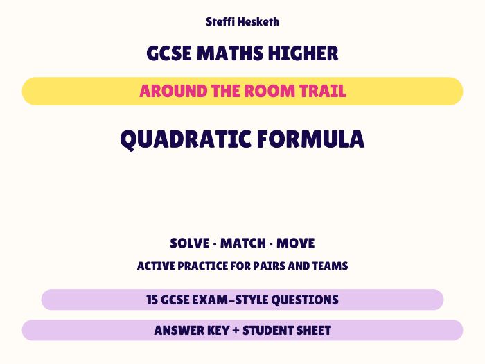 GCSE Higher Maths Quadratic Formula | Around the Room Trail