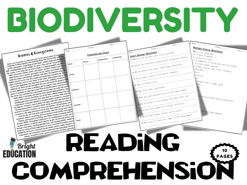 Biodiversity Reading Comprehension Activity