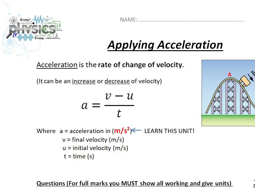 Acceleration Calculations (higher)