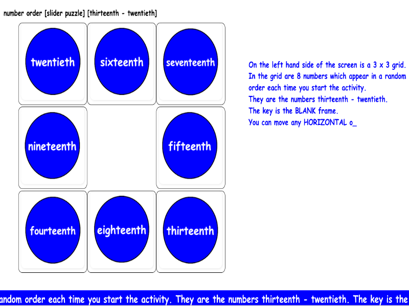 number [slider puzzle] [thirteenth - twentieth]