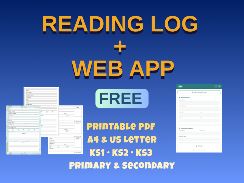 Reading Log Bundle & Interactive Web App (Printable + Digital)